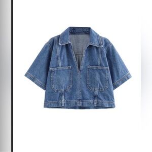 Zara Blue Denim Short Sleeve Shirt